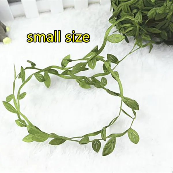 small size Новые зеленые листья декоративной ткани имитация листьев гирлянды материал для ручной работы Сделай Сам аксессуары 2 м - Цвет: small size
