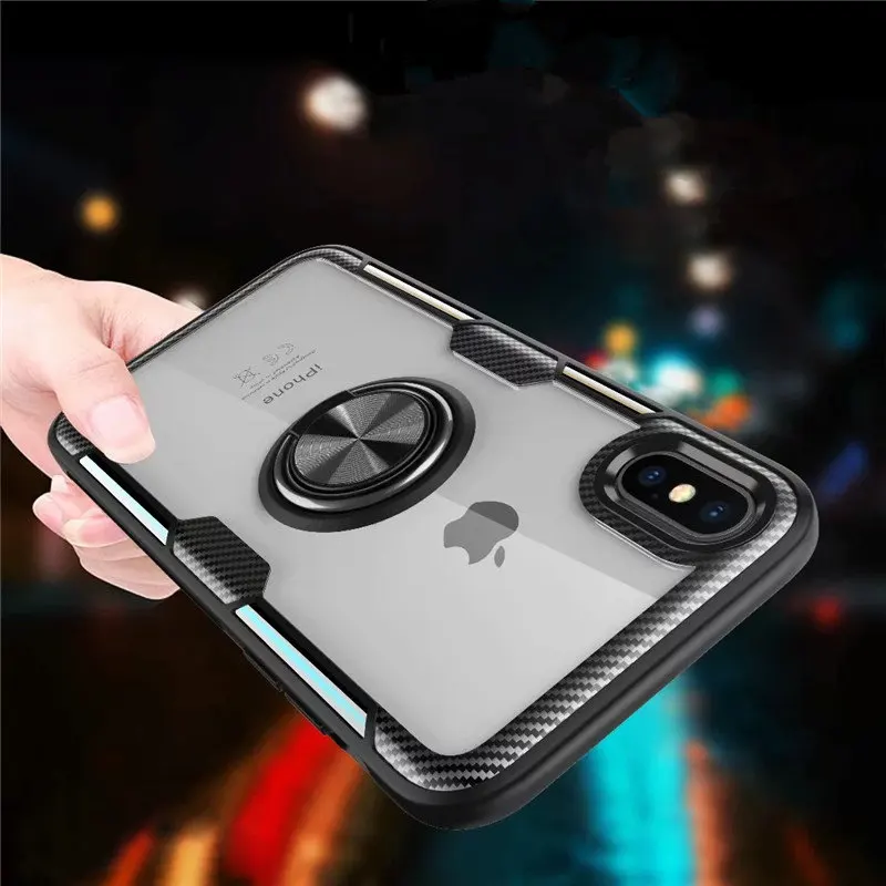 Роскошный защитный чехол с кольцом для iphone X XS Max XR магнитный автомобильный
