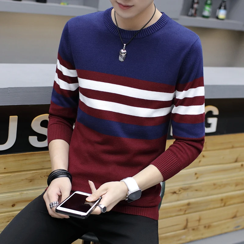 2019 осень и зима новый мужской свитер Мужская Круглый Воротник Разноцветные