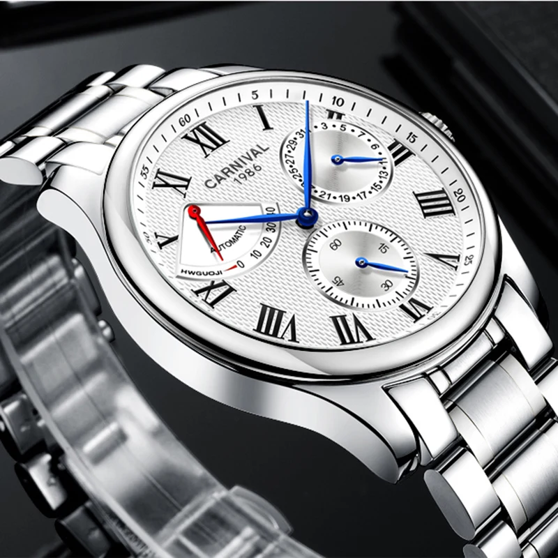 Карнавал для мужчин s энергии дисплей автоматический деловые часы многоцелевой