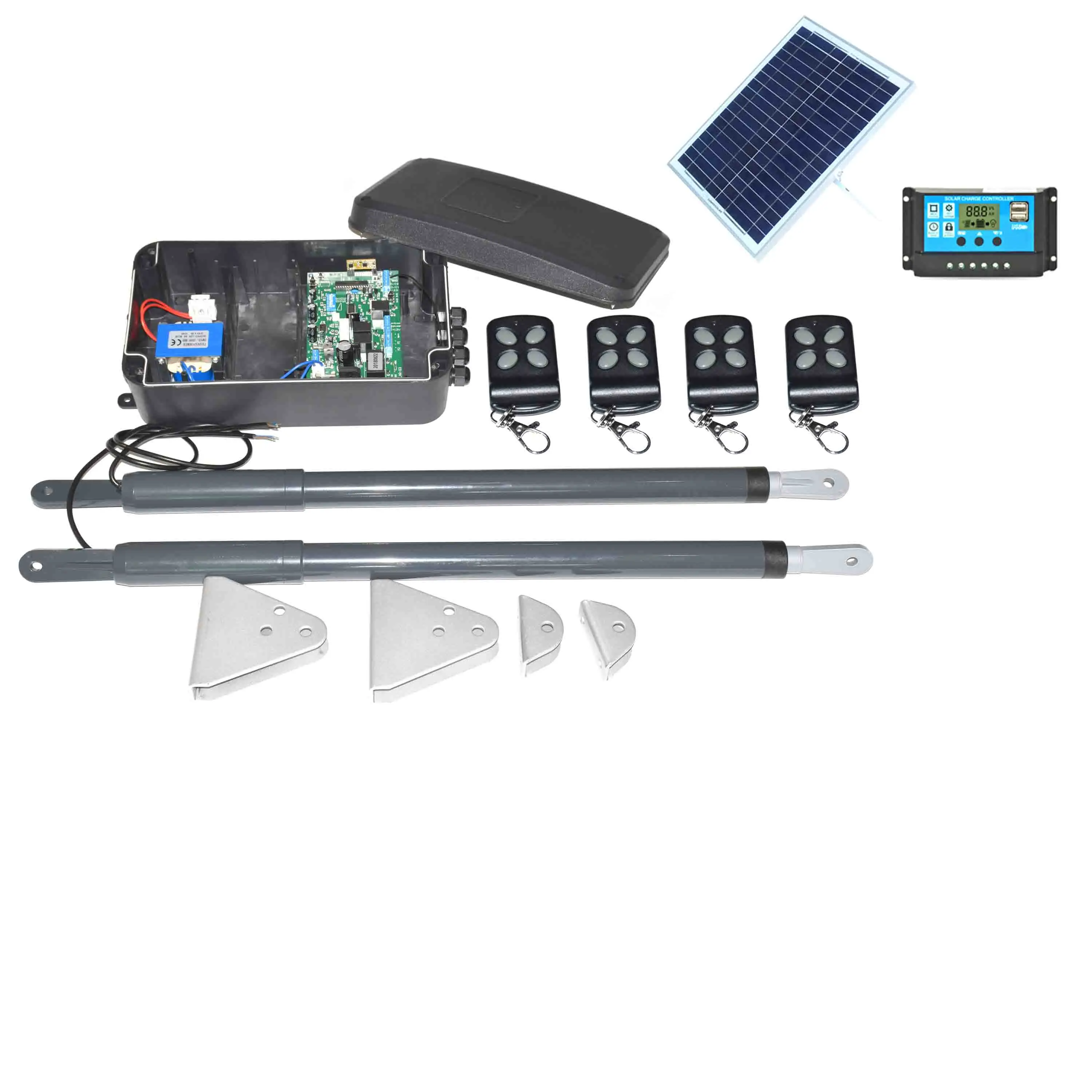 Kit 2 AC220V 200 кг водонепроницаемые автоматические двойные рычаги на солнечных батареях swing оператор привода для открывания ворот с 20 Вт солнечной панелью - Цвет: Kit 2