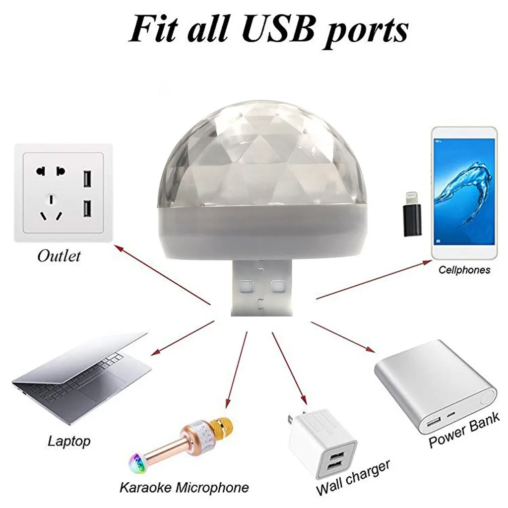 LED Night Light Color Changed by Sound Music Magic Lights USB Mini Lamp RGB Bulb For Parties Decorating L4 | Лампы и освещение