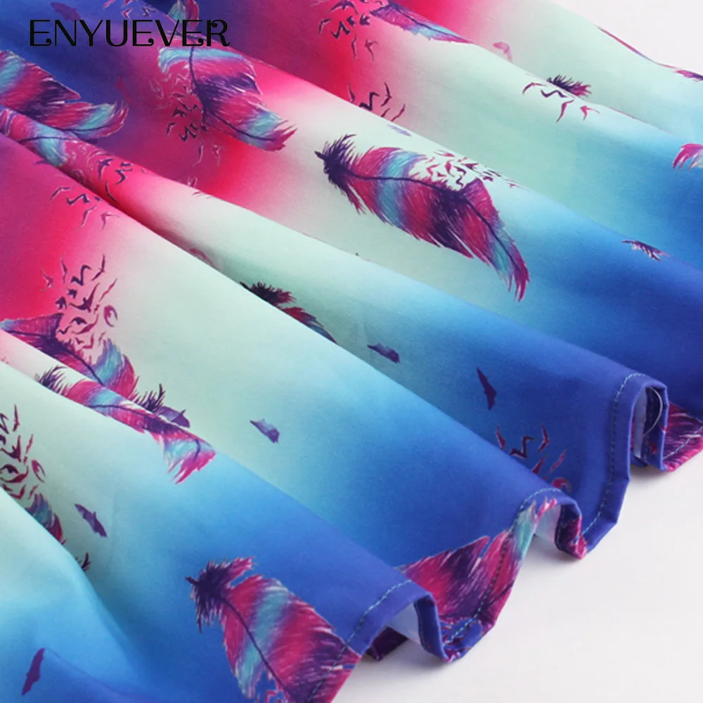 Enyuever Plus Size Vintage Dresses 50s 60s Summer Casual Spaghetti Strap Swing Patchwork Retro Pin Up Rockabilly Dress Vestidos | Женская