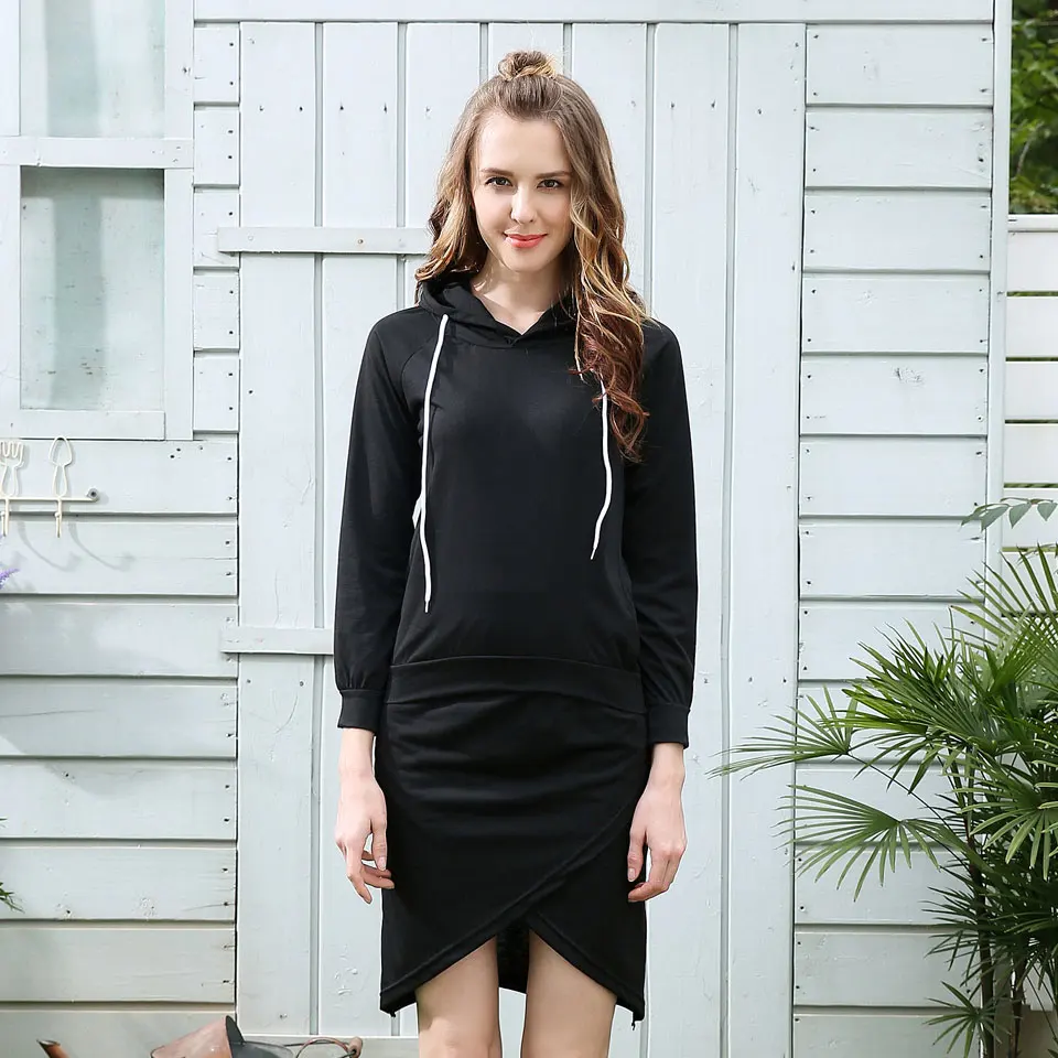 HEE HRAND/женские комплекты базовый с длинным рукавом капюшоном топы + мини юбки