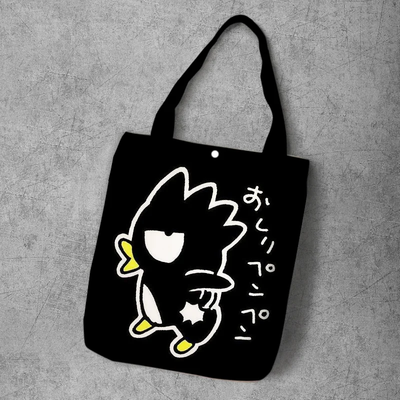 Image Color IVYYE Black Penguin Fashion Anime Foldable Canvas Shopping Bag Casual Shoulder Bags Customized Tote Handbag Lady Girls New - Цвет: Image Color