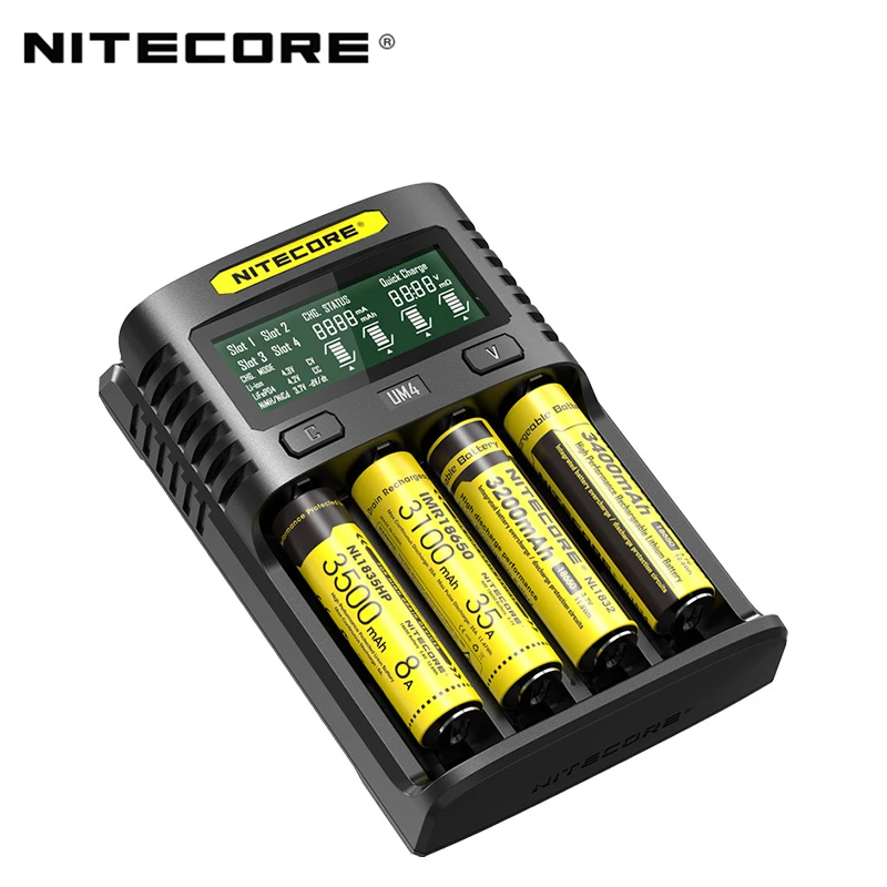 Оригинальное зарядное устройство Nitecore UM4 USB с четырьмя слотами интеллектуальной