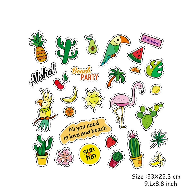 Summer Heat Transfer Patch Flamingos Iron on DIY Sticker Flat for Baby Kids New | Дом и сад