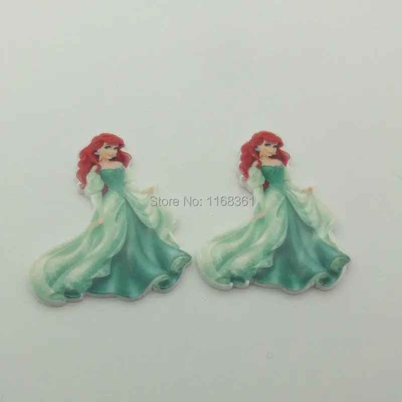 5 шт./лот пластиковая плоская задняя черная Печать Красивая Русалка Принцесса 38