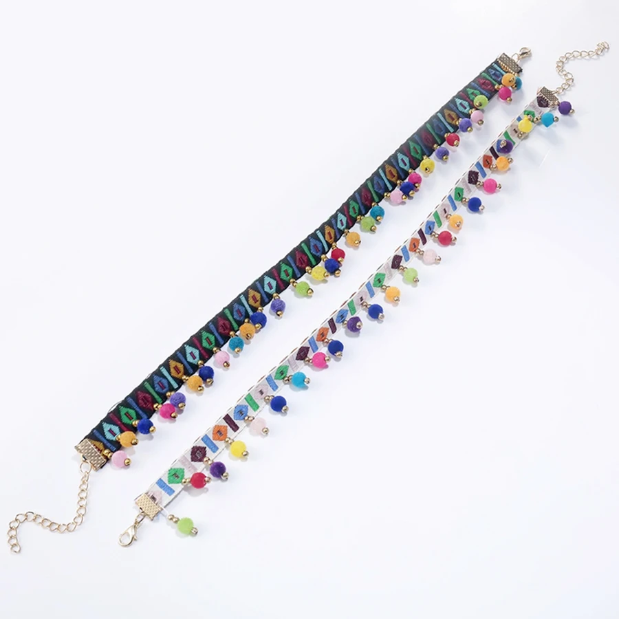 В богемном стиле короткая цепочка колье ожерелье для женщин аксессуары вышитым