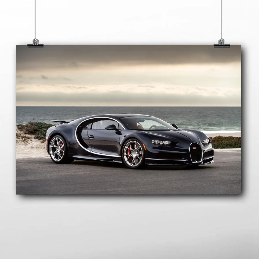 Зеленый Супер автомобильный плакат Bugatti Chiron Sport Auto Wall Art Холст печать для декора гостиной картина в рамке - Цвет: Зеленый