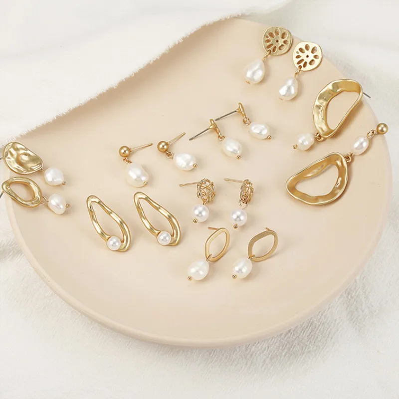 Винтажные серьги для женщин геометрические богемные натуральные пресноводные