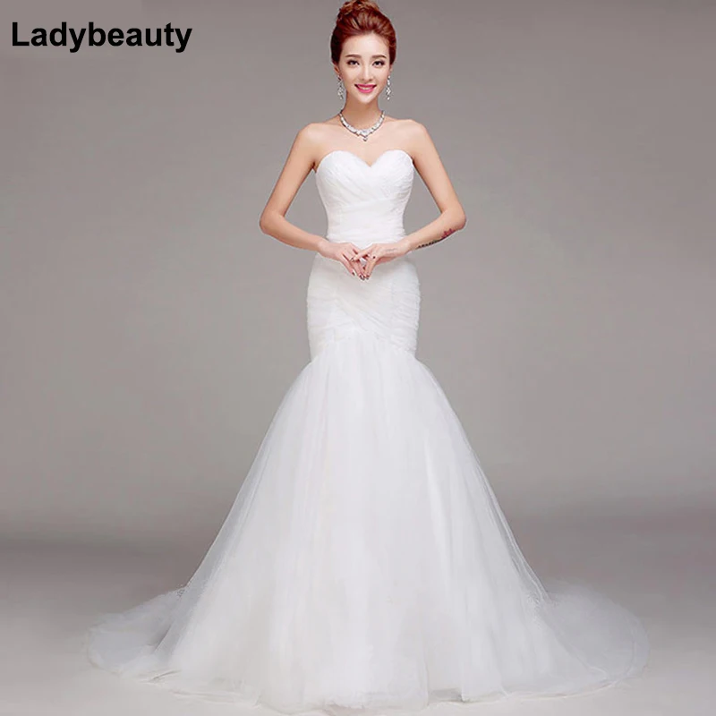Женское свадебное платье с юбкой годе|robe de mariage|bridal dresssweetheart wedding dress |