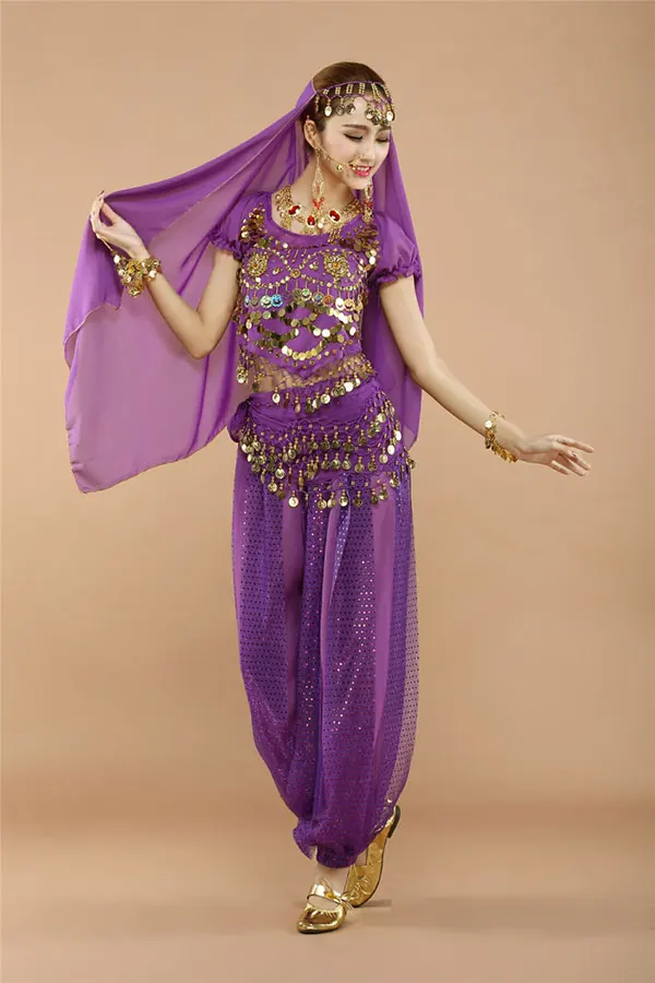 Лидер продаж комплект из 4 предметов костюм для танца живота Костюмы Болливуда