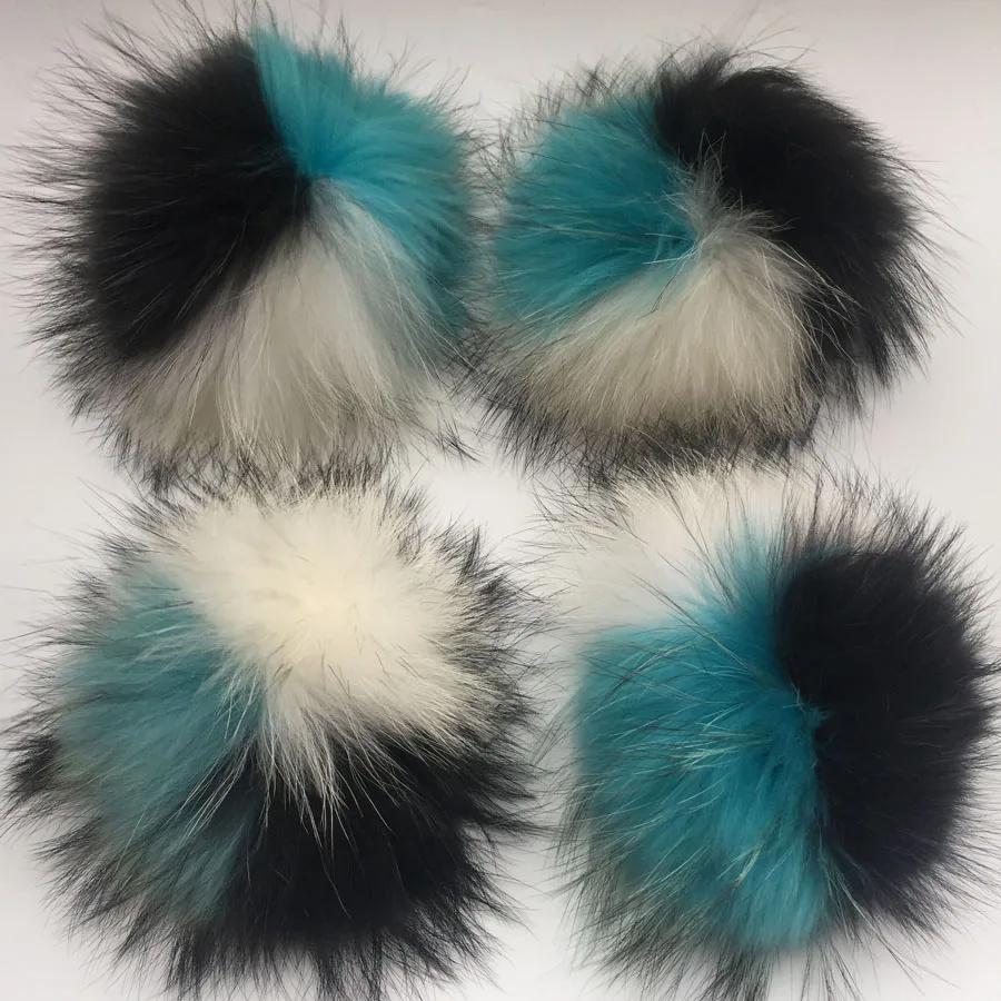 

5pcs/ lot DIY 15cm Raccoon Fur pompom patchwork fur balls for kids children knitted hat cap beanies and scarf real fur pompoms