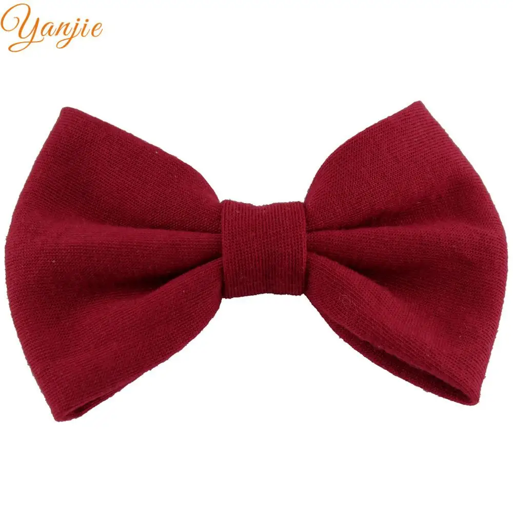 burgundy 10 шт./лот, 3,8 дюймов, однотонный хлопковый бант для волос для девочек и детей, Новое поступление, хлопковые банты для волос, ободок, аксессуары для волос - Цвет: burgundy