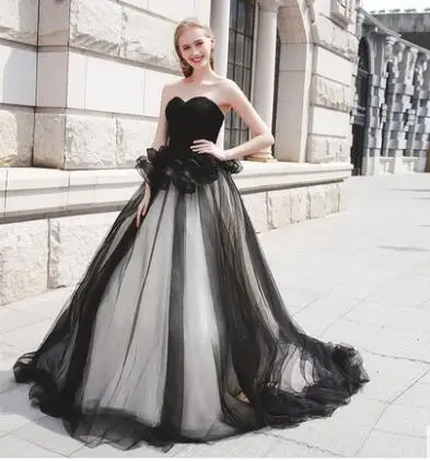 Robe De Mariage элегантные готические белые и черные свадебные платья 2020 Аппликация
