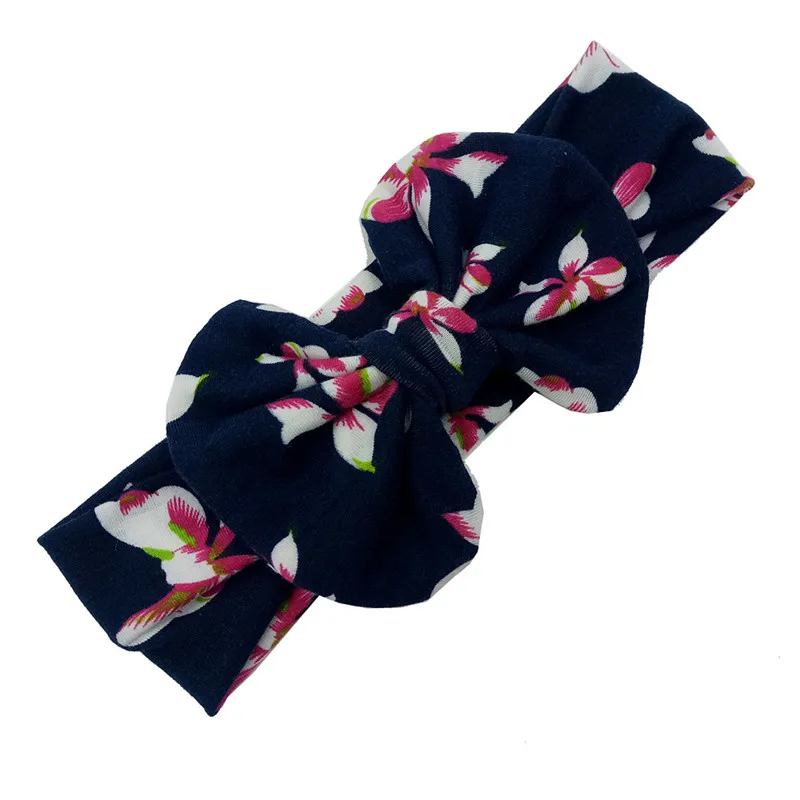 

2018Hot Sale New Multicolor Cotton Baby Girl Flowers Print Big Bowknot Headband Turban Knot Cute Boys Photography Props Headwear