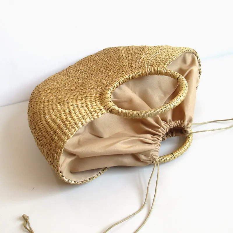 

2019 New Women Beach Bag Korean Foreign Of Corn Skin The Semicircle Art Beach Bag Travel Pictures Props Straw Bag Moon Bag New