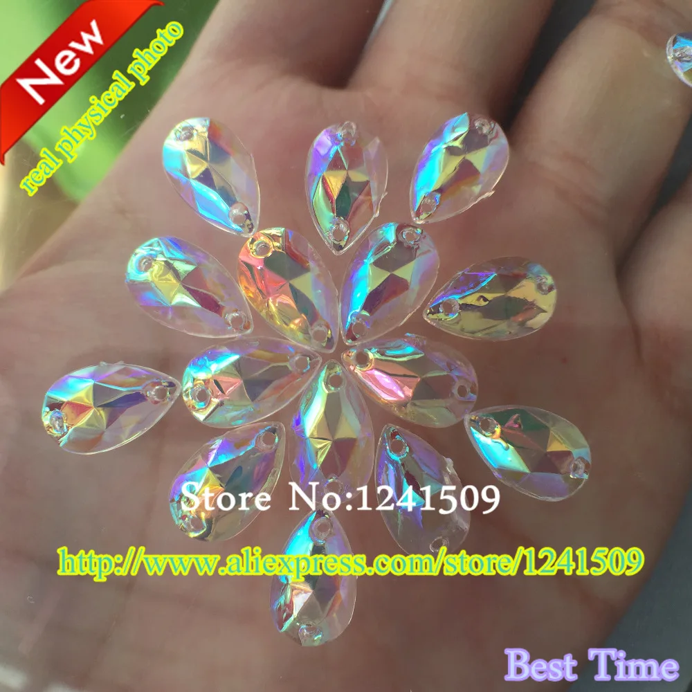 2018 New Rhinestones Loose Beads Hand Sewing 40PCS Transparency AB 12x7mm Water drop Shape Sew-On Acrylic Garment Accessories | Дом и сад