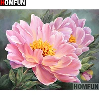 homfun full squareround drill 5d diy diamond painting pink flower embroidery cross stitch 5d home decor gift a14331