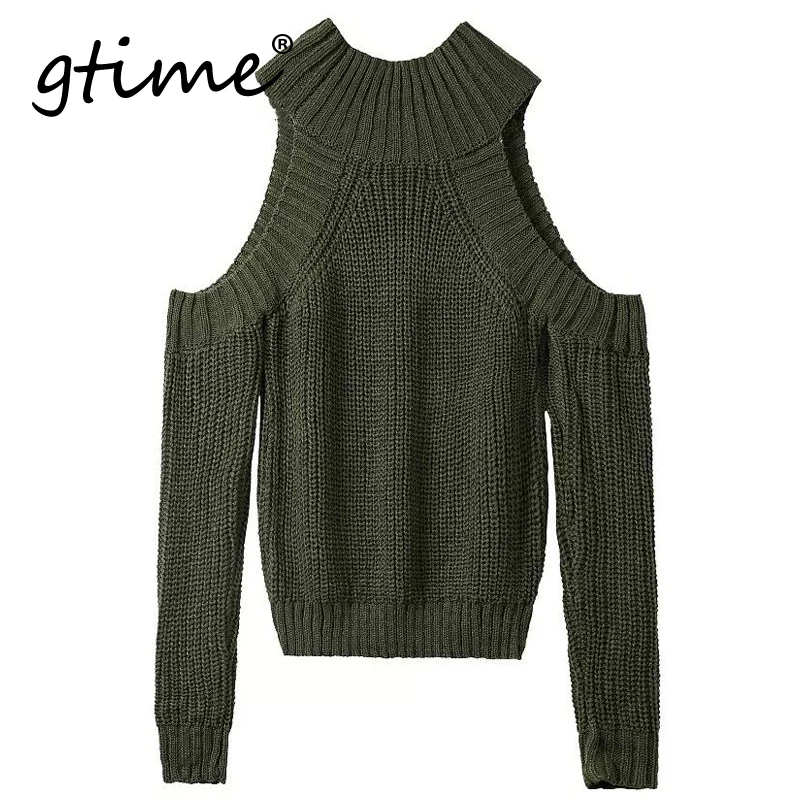 GTIME Dropshipping Turtleneck off shoulder knitted sweater women Fashion tricot pullover jumpers Pull femme oversized cape WGT14 | Женская