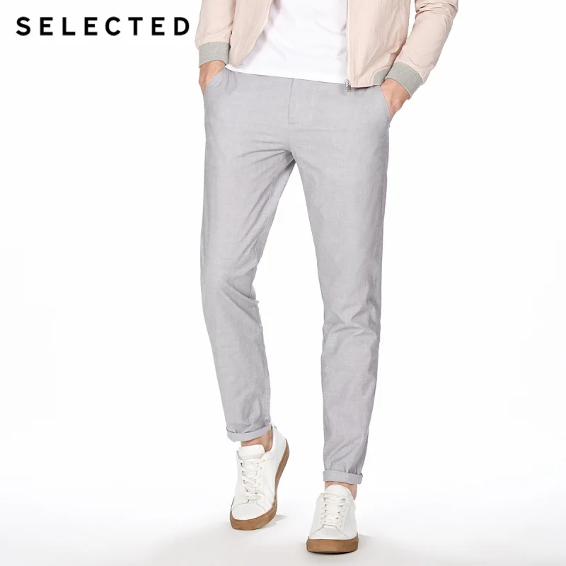 LIGHT GREY MELANGE Отборные хлопковые узкие брюки для бизнеса и отдыха | 4182W2515 - Цвет: LIGHT GREY MELANGE
