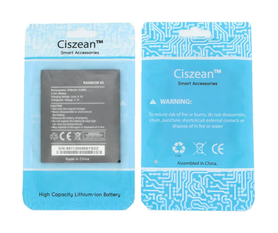 Ciszean 10x Новый 3 7 V 2500mAh запасная батарея Rainbow4g для Wiko RAINBOW 4G Batterie Bateria батареи