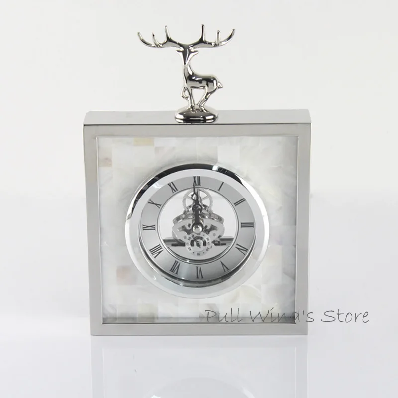 Exquisite fashion silver elk Household table clock Creative animal deer business office clocks | Дом и сад