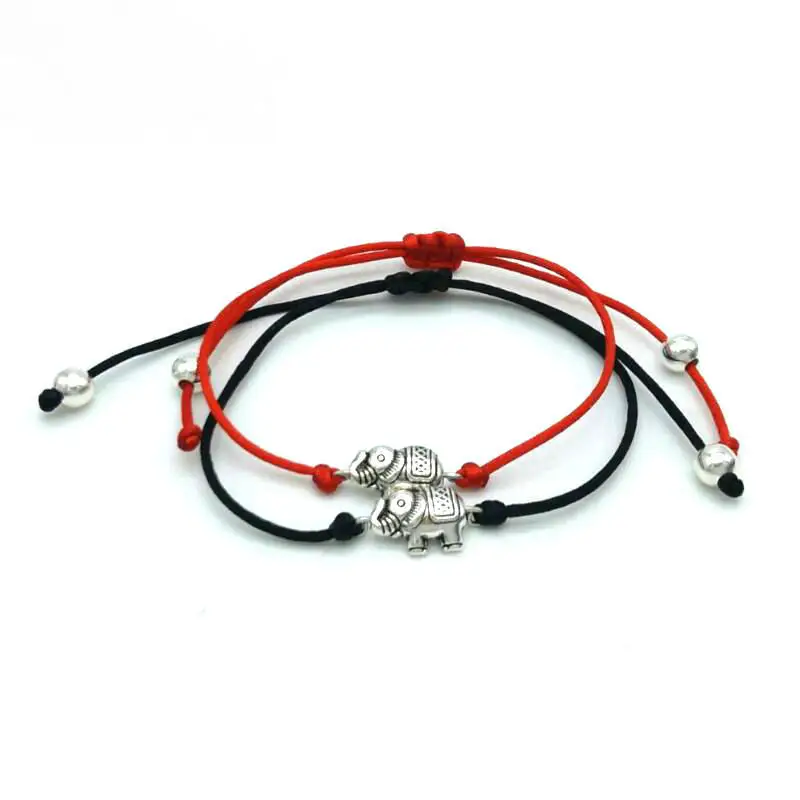 Lucky Red Silver head Слон браслет амулет красная веревочная нить Плетеный мужской