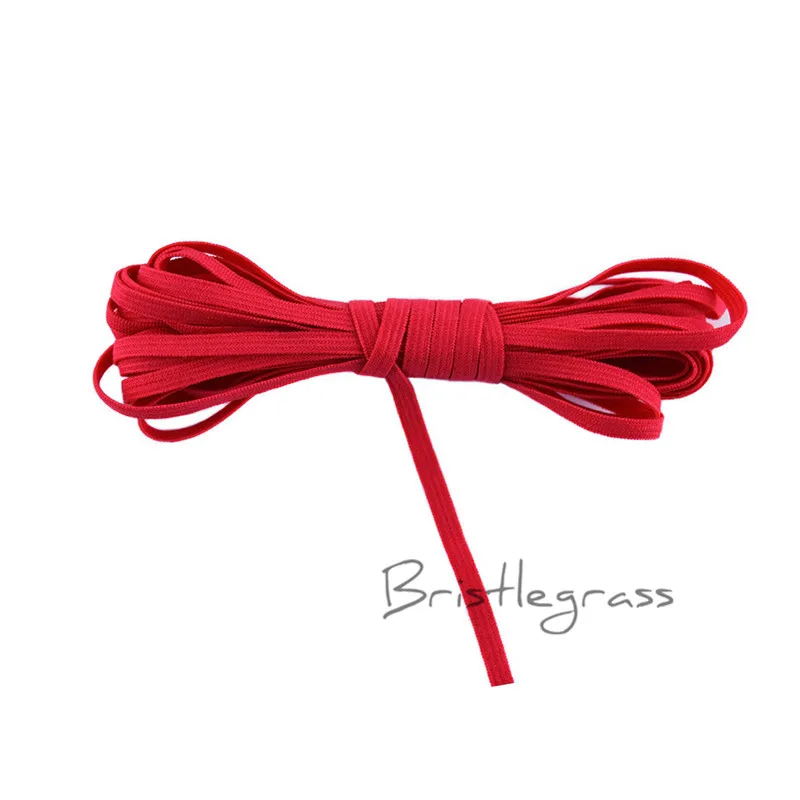 

BRISTLEGRASS 5 Yard 4mm Red Solid Color Skinny Spandex Band Elastic Kid Hairband Headband Hair Tie Dress Lace Trim Sewing Notion