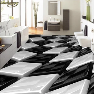 3D обои beibehang на заказ, черно-белые Трехмерные настенные ПВХ обои для ванной комнаты, самоклеящиеся водонепроницаемые обои для пола