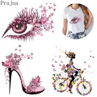 Prajna цветок бабочка термоклейкие Переводные виниловые ПВХ тепловые патчи для одежды Стикеры для ткани патч аппликация сделай сам моющиеся