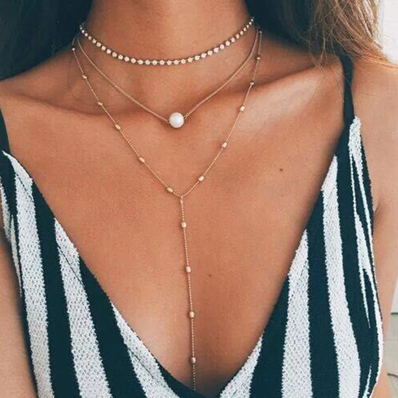 Bohemian Multilayer Vintage Cross Rose Flower Moon Pendant Necklaces for Women Sexy Long Chains Necklace Jewelry YN441 | Украшения и