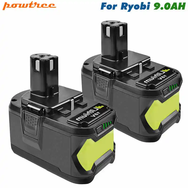 2 pack Powtree 18V 9000 мА/ч, литий-ионный аккумулятор P108 P 108 Батарея для Ryobi Батарея RB18L40 P2000 P310 для BIW180 L30 Перезаряжаемые Батарея - Цвет: 2 pack