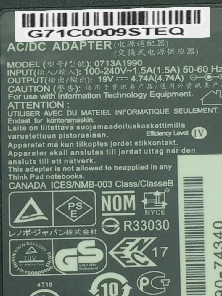 Ноутбук адаптер переменного тока Зарядное устройство Мощность для lenovo G530 G550 U350