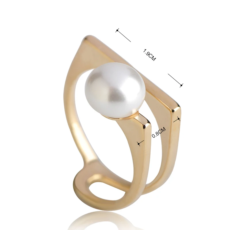 MECHOSEN Гладкие бусины кольца имитация жемчуга медь для женщин золото серебро цвет