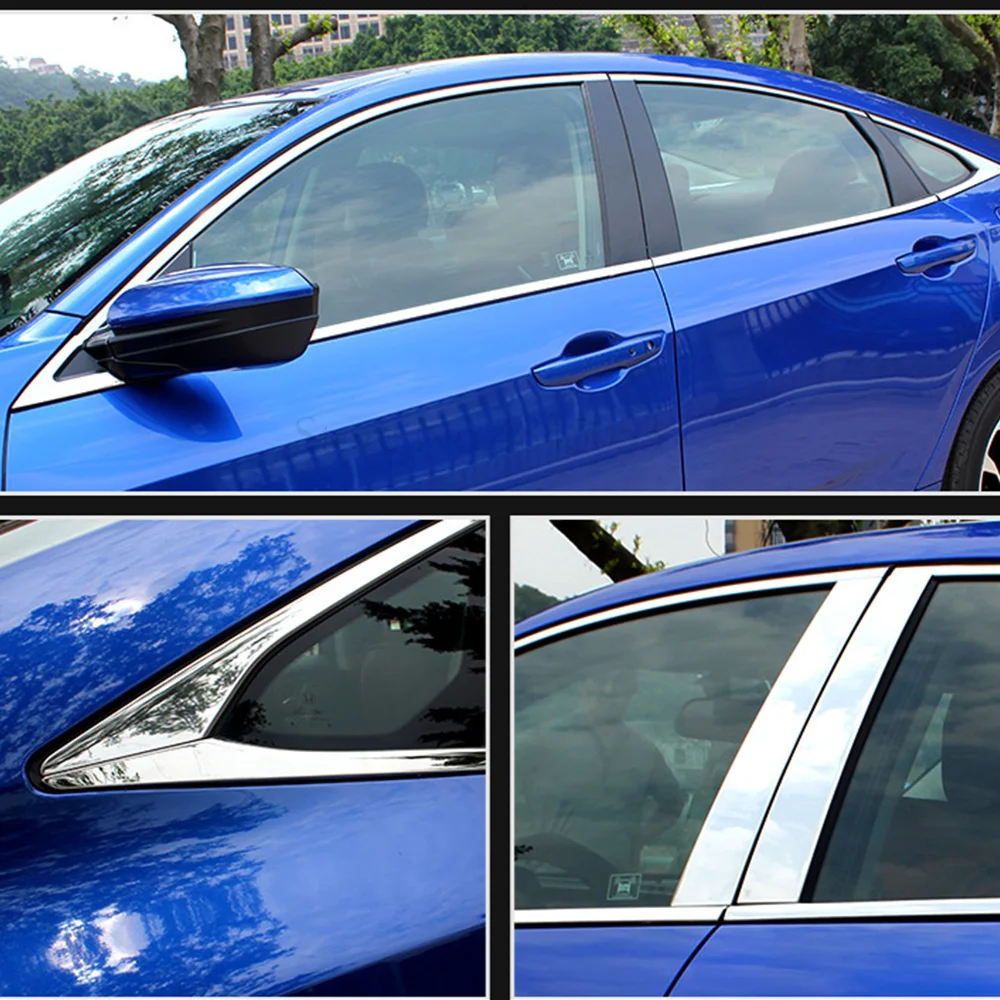 Для Honda Civic 2016 2017 2018 Оконные Планки из нержавеющей стали центральный столб B + C
