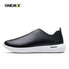 Туфли Onemix мужскиеженские из микрофибры, дышащие кроссовки для бега, прогулок, спортивная обувь, черные лоферы