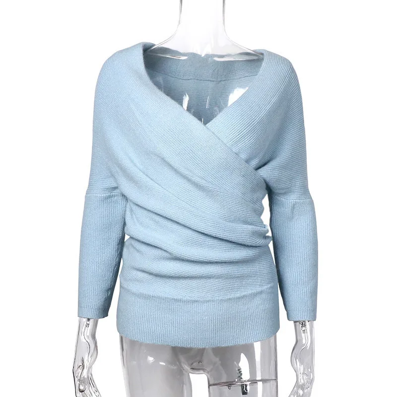 Привлекательные свитера с V-образным вырезом и перекрестной строчкой женские 2019