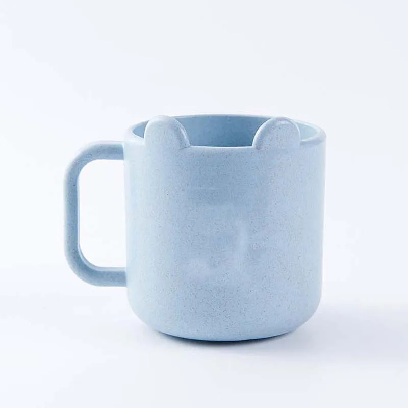 Blue Bear Cup 320 мл безопасная пшеничная милая детская чашка с молоком, Мультяшные животные, медведь, панда, кошка, детские чашки для кормления молока, воды, чая, кружка - Цвет: Blue Bear Cup