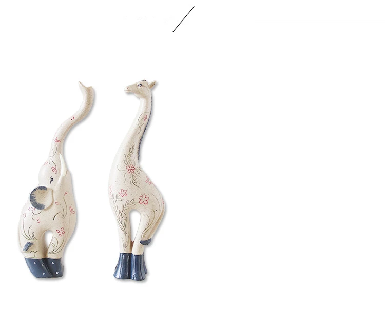 VILEAD 19cm Resin Rural Deer Elephant FIgurines Creative Portrayal Animal Ornament Garden Craft Home Decoration Accessories Gift