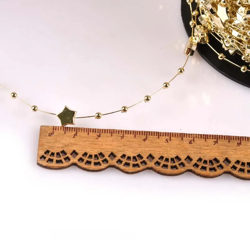 Серебряный/Золотой бусины леска с принтом в виде звезд СЕТЬ ГИРЛЯНДА цветы для