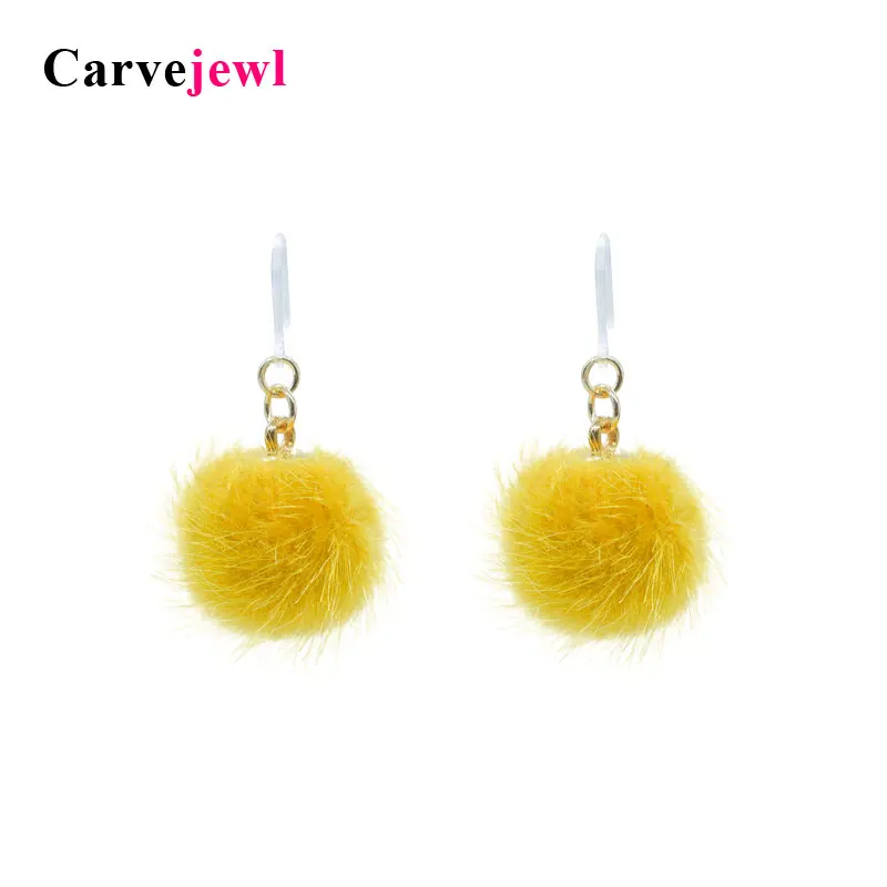 Серьги капельки Carvejewl теплые серьги с помпоном для волос пластиковые крючком