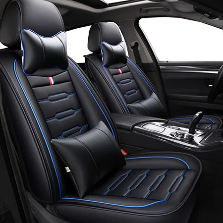 Black Blue Luxury Из искусственной кожи чехлы на сиденья для toyota land cruiser 80 100 prado 120 150 200 земля-круизер-prado Yaris - Название цвета: Black Blue Luxury