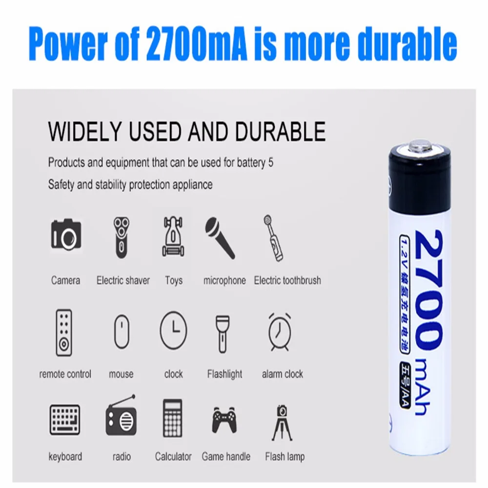 Doublepow 24 шт. AA портативный 1 2 В NIMH аккумуляторов 2700 мАч для камеры игрушка бритвы