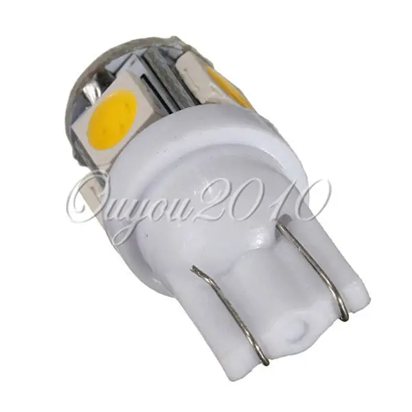 2 шт./лот теплый белый 3000K T10 W5W 5 SMD 5050 LED Автомобильный номерной знак Клин боковые