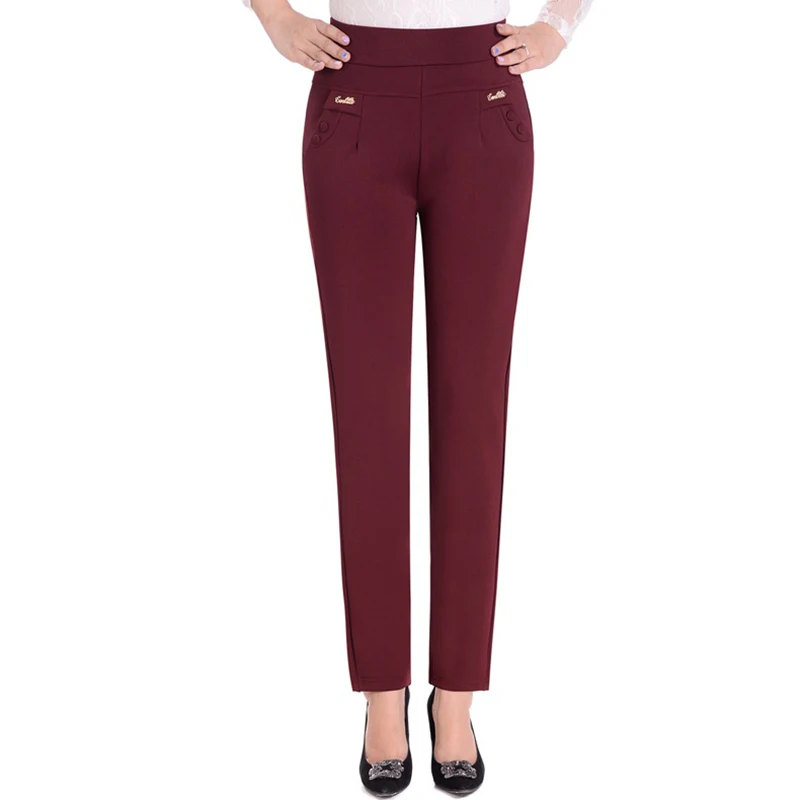 Spring Autumn Women Trousers Elastic Waist Pencil Pants Plus Size 5XL Middle Old Velvet Warm Winter Casual | Женская одежда