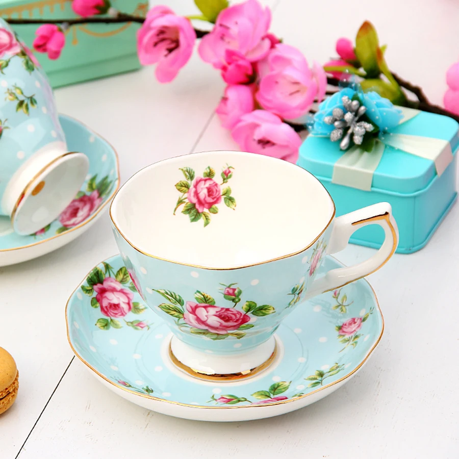 Creative Ceramic Teacup European Coffee Cup Set High Tea Set Espresso Cups Reusable Bone China Coffee Cup Tea Cup Set Home 50P72