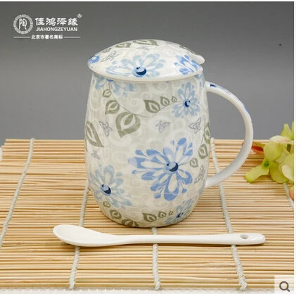 Костяной фарфор чаша керамика ложка с крышкой влюблённые барабан | Дом и сад