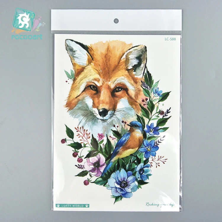 Временная Акварельная тату-наклейка ROCOOART Tiger водостойкая Мода искусственные